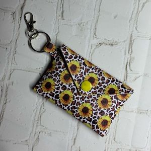 Sunflower Cheetah print Mini Card Wallet
